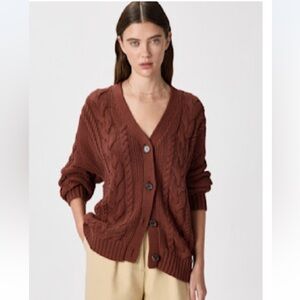 Quince Women's Cable Knit Cardigan - Deep Brown